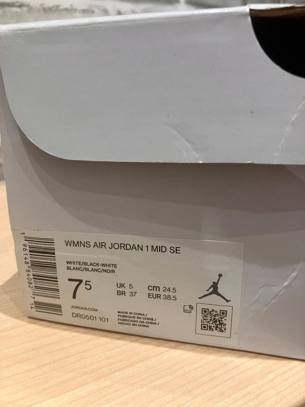 Jordan 1 Mid Split Black White – Women’s UK 5